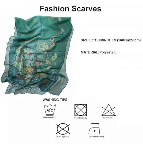 Image of Pokeedioty Scarfs for Women Lightweight Scarves Elegant Floral Pattern Sheer Scarfs Shawls Wraps