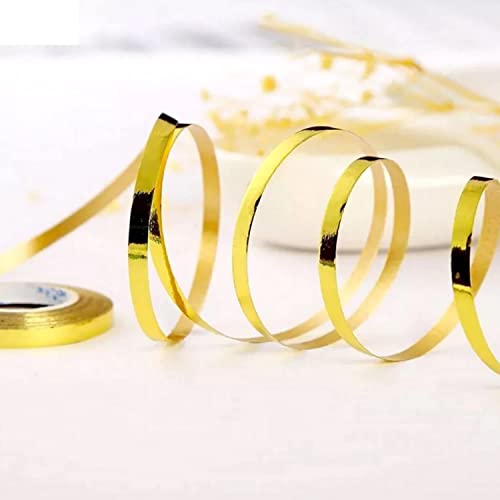 Image of AMFIN (Pack of 12) Gold Ribbon for Gift Wrapping /Gold Ribbon for Decoration /Ribbon Gold Color /Ribbon for Christmas Tree /Golden Ribbon for Balloon Decoration /Packing Ribbon for Gifts