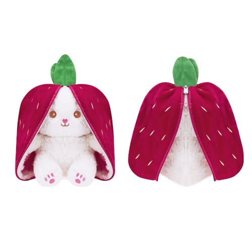 Image of Cionum Carrot Strawberry Bunny - 25cm Ultra-Soft Cuddly Stuffed Animal Soft Toy for Kids - Cute Room Decor & Birthday Gift for Boys & Girls