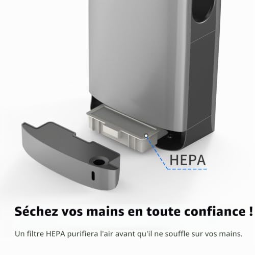 anydry Sèche-Mains Double Face, Filtre HEPA, 7-10s Séchage, Argenté – vue 3