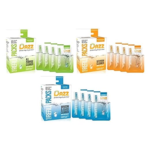 DAZZ Whole House Refill Pack (4 of Each Product - 12 Total) Natural Cleaning Tablets - All Purpose Cleaner, Glass and Window Cleaner, and Bathroom Cleaner - Eco Friendly, Non Toxic