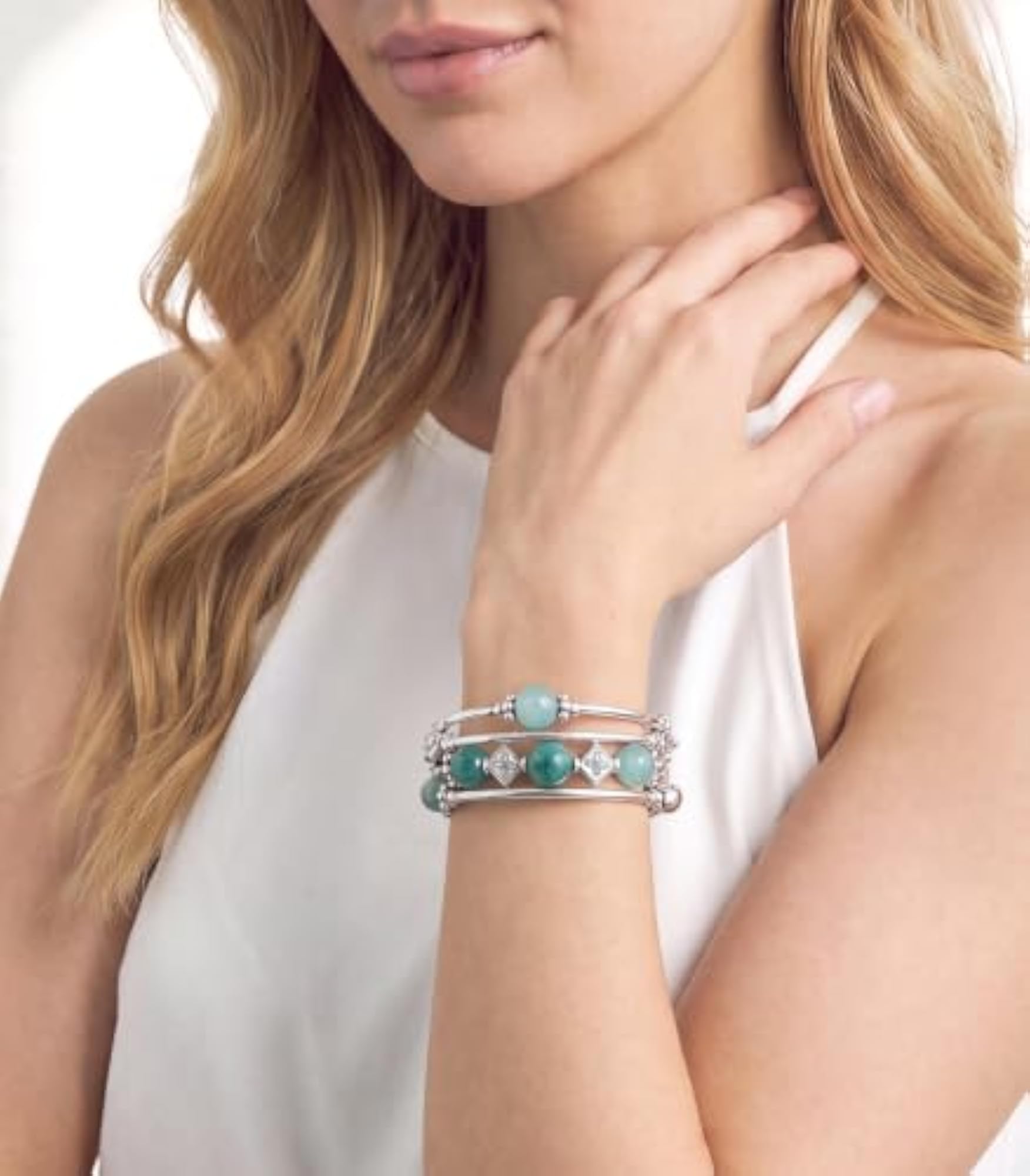 Beaded Pearl Bangle Wrap Bracelet, Bohemian Charm