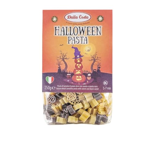 Dalla Costa Halloween Pasta con Zanahoria y Zanahoria Negra. Made in Italy. Paquete Ahorro 24x250 gramos