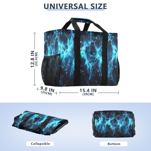 Nander Blue Lightning Foldable Tote Bag Waterproof Sandproof Women Beach Bag Handbag Gym Bag Travel Shopping Bag2