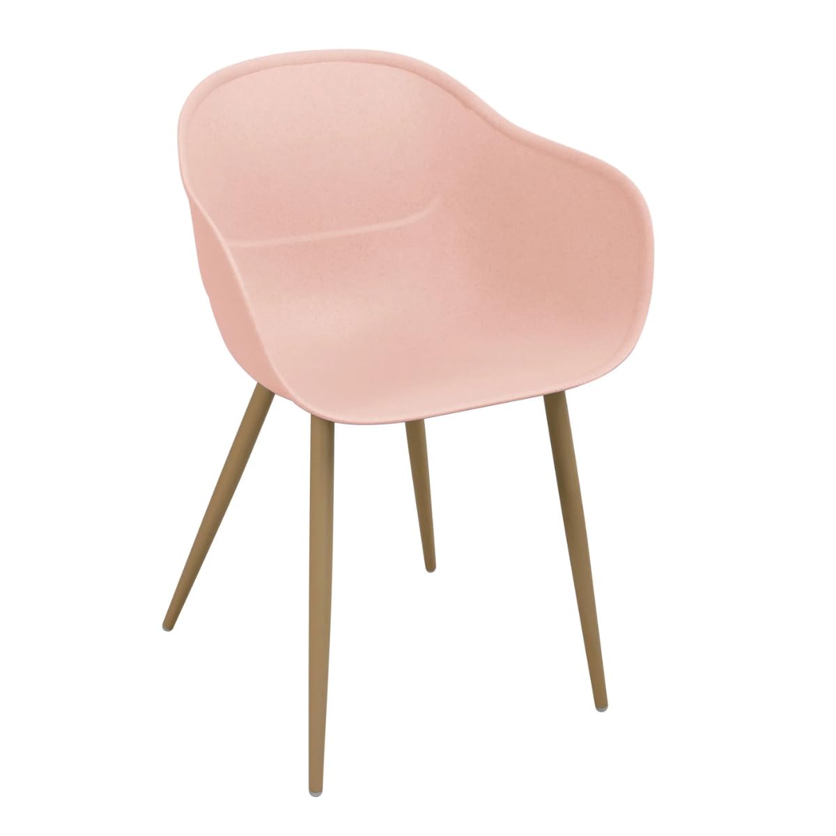YöL Modern Pink Plastic Shell Dining Chair with Arms, Wooden Effect Metal Legs, Scandi Kitchen Chair, Contemporary Accent Seating for Dining Room, Bedroom, Home Office, 80 x 55 x 50 cm