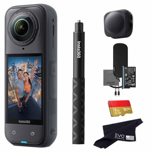 Image of Insta360 X5 Basic Bundle-8K Waterproof 360 Action Camera with 1 /1.28 inch 48MP Sensors, 8K 360 HDR Video, 72MP 360 Photo, 4K Single-Lens |Bundle Includes Selfie Stick, Lens Cap (1TB)
