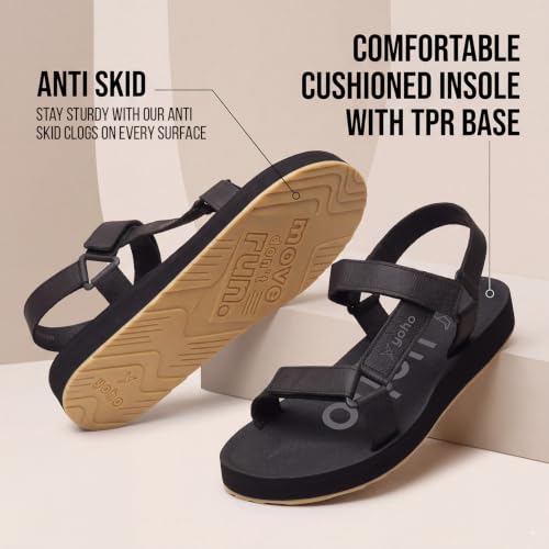 Image of YOHO EVA Sandals for Women | EVA sole | Comfortable cushioned sole with TPR base | Lightweight | Soft skin friendly straps | Adjustable straps | Velcro closure | Vibrant colour options