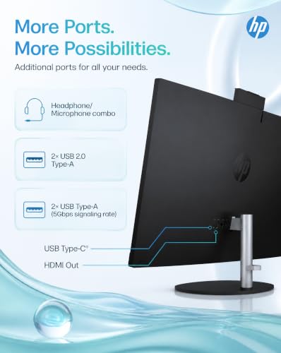 Image of HP 27 inch Touchscreen All-in-One Desktop Computer, Ryzen 7 7730U, 64GB 1TB SSD