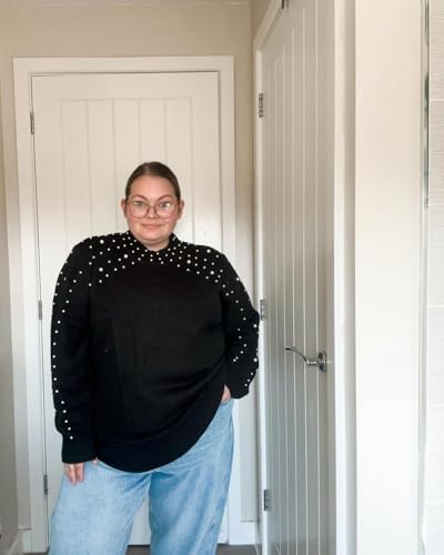 RITERA Womens Plus Size Sweaters Pearl Long Sleeve Casual Pullover Warm Jumper Knit Tops XL-5XL4