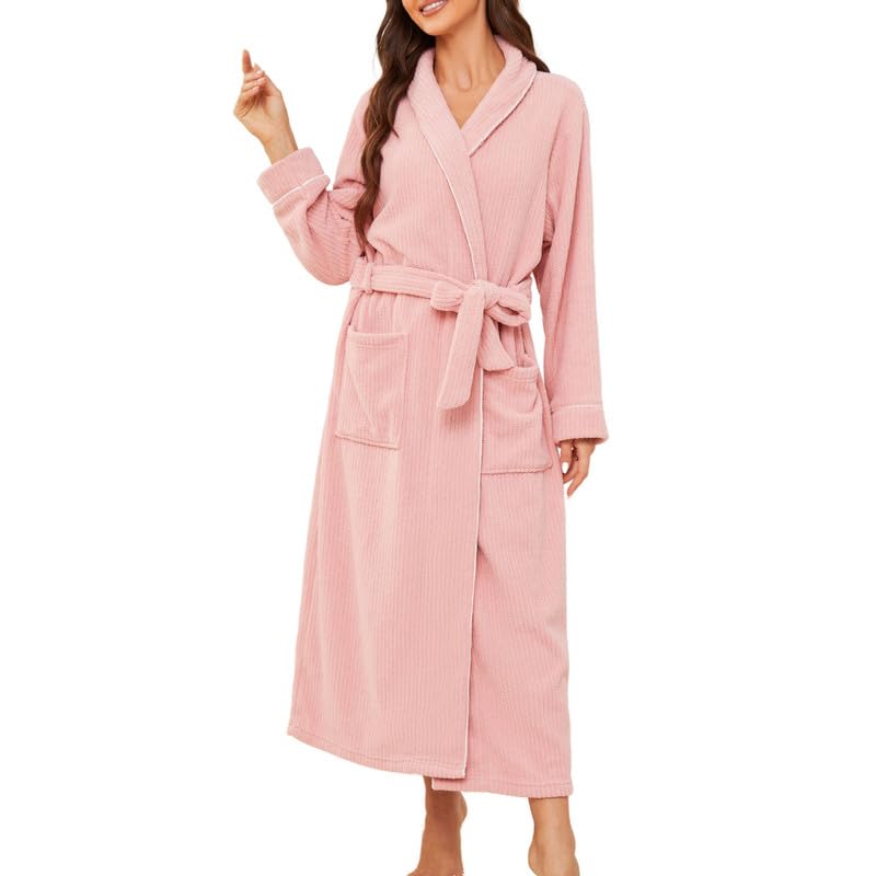 HEARTNICE Women Cozy Robes, Soft Long Sleepwear Comfortable Bathrobe for Women Loose Loungewear Warm