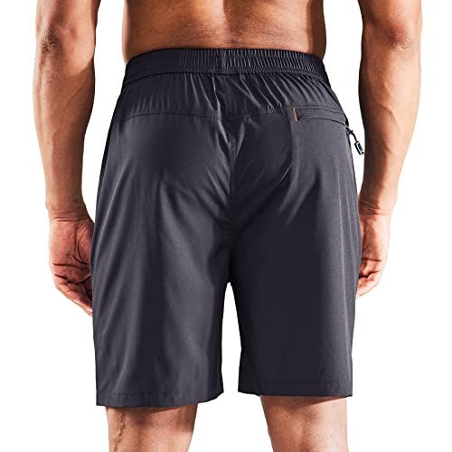 Image of MIER Men's Quick Dry Running Shorts with Zipper Pocket Elastic Waist Athletic Workout Exercise Shorts