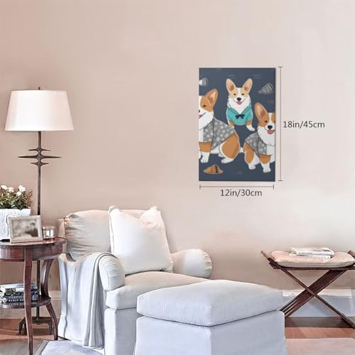 Impression toile corgi en vêtements 45x30cm déco murale moderne - 2