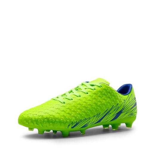 DREAM PAIRS Men's Mega-1 Firm Ground Soccer Cleats Shoes, Neon Green Royal, Size 7