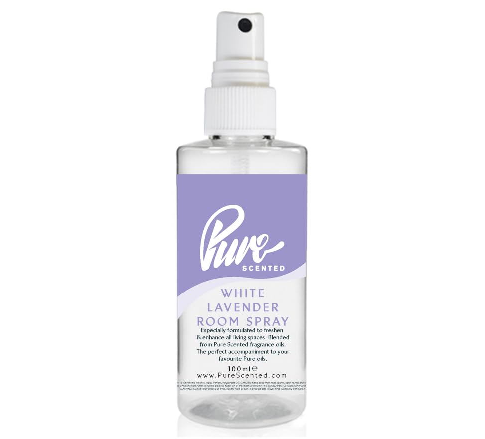 Pure Scented 100ml Room & Fabric Sprays Suitable For Home, Car, Caravan, Work, Gym Bags, Odour Eliminators (1 x 100ml, White Lavender)