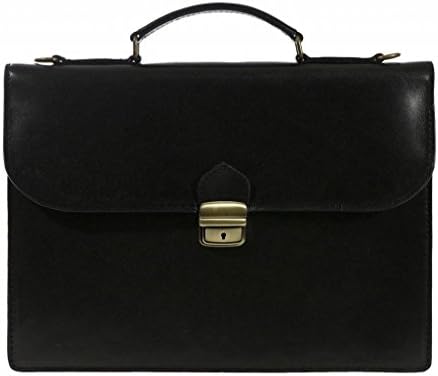 Italian Design Leather Briefcase / Laptop bag, Carelli Italia VERBANIA black
