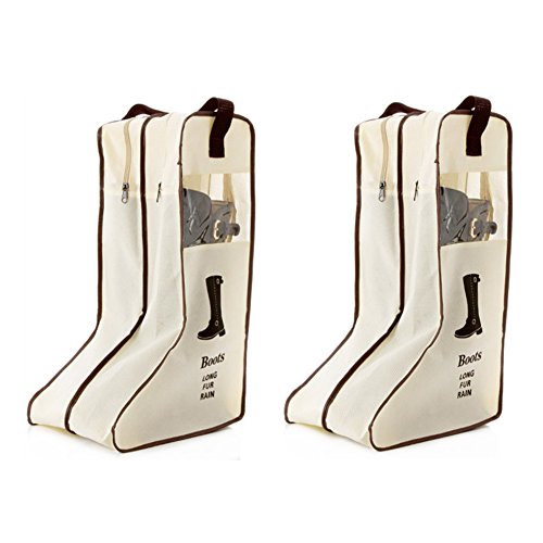 Rekukos Portable 2 Packs,Tall Boots Storage/Protector Bag,Boots Cover (Cream)