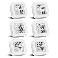6 Stück Mini Digital Thermometer Mit Schalter, LCD Hygrometer Temperatur Innen Kabelloses, Luftfeuchtigkeit Meter Hochgenauer Temperatursensor Display in ℉/℃ für Babyzimmer Innenraum Büro