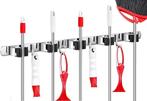 Besenhalterung Wand, Gerätehalter Wandhalterung Ordnungsleiste Wandhalter Edelstahl Besenhalter Cover