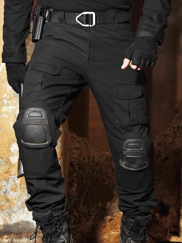 TOMITANY Men’s Military Tactical Pants Slim Fit Cargo Camo Pant Waterproof Airsoft Combat Pants with Knee Pads2
