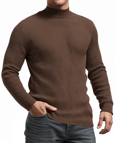 MANGOPOP Men's Mock Turtleneck Shirts Long Sleeve Shirts Pullover Ribbed Sweater Fall Fashion 2025