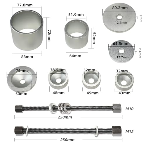 Image of DPTOOL Bushing Press Kit Rear Axle Arm Suspension Bushing Removal Install Tool Kit Compatible with Audi Volkswagen Bushing Puller Tool