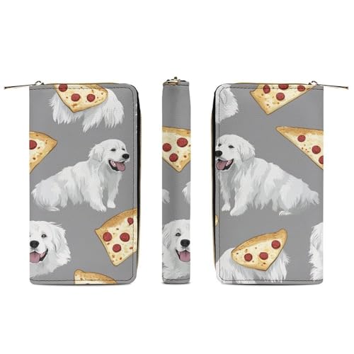 Fashion Wallets for Outdoor Essential, Wallet with ID Holder, Lightweight Great Pyrenees Pizza Wallet for Men Women3