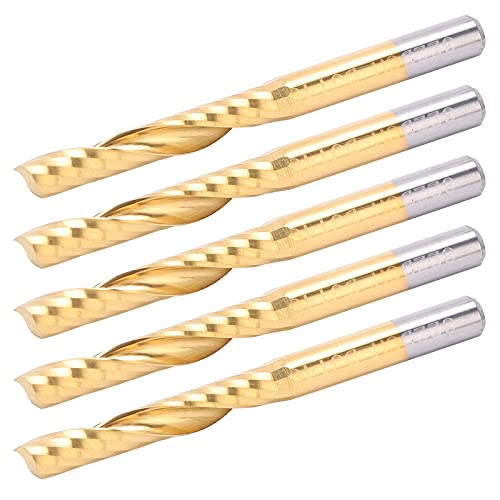 Spiralne Frezy do Routera Frezowanie CNC End Mill Zestaw Wysokowydajny Gładki do Cięcia Aluminium Mosiądz Miedź Metale Nieżelazne 5 szt.