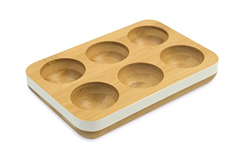 Support œuf Pebbly bambou blanc 17x12x3cm conservation frigo