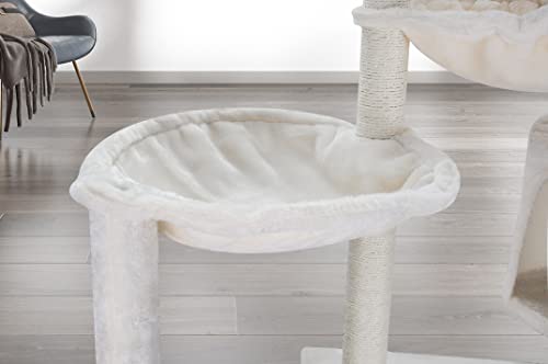 Youpet 33.46" Height Cat Tree With Cat Condo Big Hammock And Two Replacement Spring Balls,Beige #TOP3