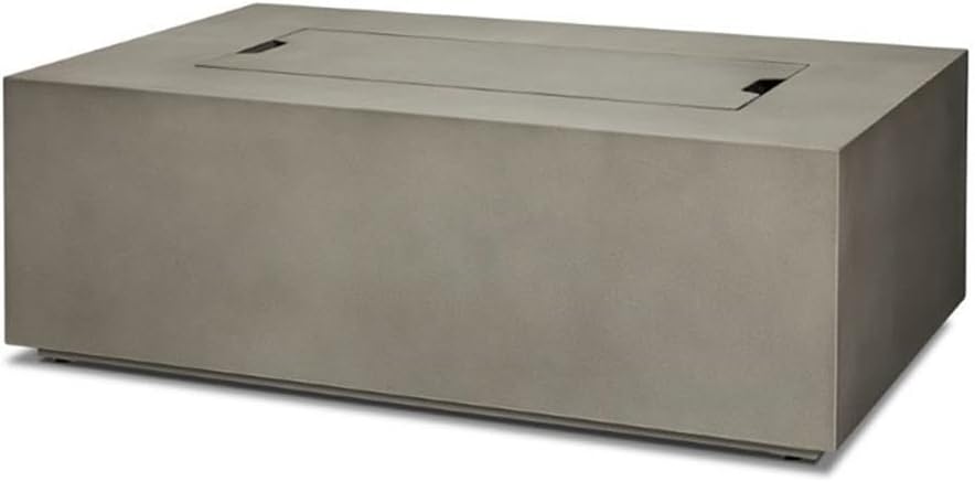 Real Flame Aegean 42in Rectangle Propane or Natural Gas Fire Pit Table, 50,000 BTU, Powder-Coated Steel, Push-Button Ignition, Lava Rock, Storage Cover, Stainless Steel Burner - Mist Gray