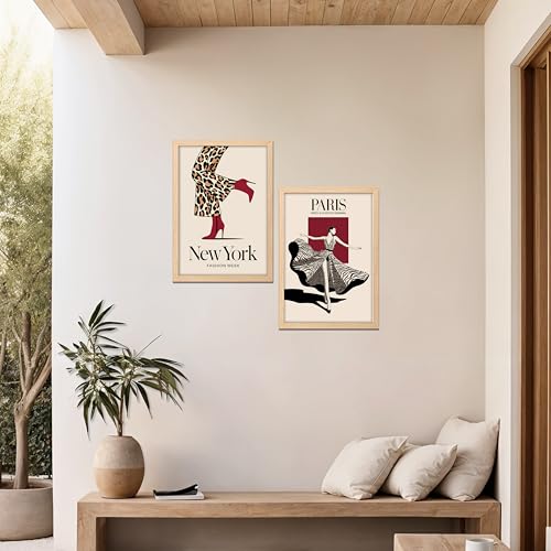 Image of NoWorries Modern art framed Wall paintings for home Decoration Living Room /Bedroom /Dining Room Decorative wall painting for Office hotel,cafe,room decor ''300 GSM Premium Poster Paper Print'' Cafeteria and Lounge - Synthetic Wooden Frames (pattern-illustration) (Set of 2, Framed Painting)(Frame Size-10x13inches) (BROWN)
