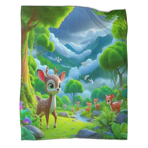 Couverture en peluche cerf plaid microfibre lit 150x200