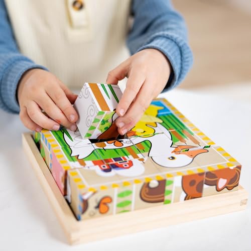 Melissa & Doug Farm Cube Puzzle, Multi Color - 3+ Years
