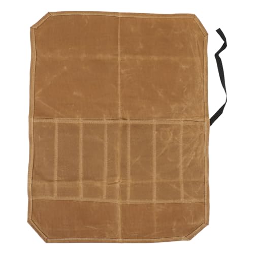 Knife Roll Bag, Portable Canvas Knife Holders Canvas Kitchen Tool Holders Multi Purpose Chef Tool Roll Bag for Traveling Camping (Khaki)