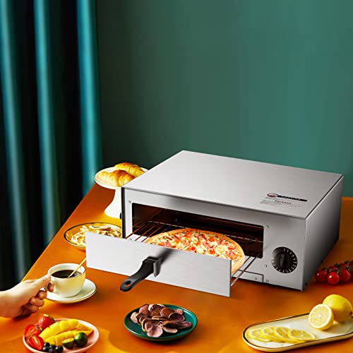 electric pizza oven stainless steel pizza baker with auto shut-off handle removable pizza tray countertop pizza maker for kitchen amp commercial use