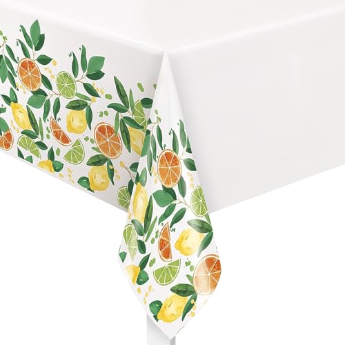 Citrus Fruit Rectangular Table Cover (54" x 84") - 1 Pc. | Vibrant & Durable Plastic, Perfect For Summer Parties, Tropical Themes, BBQs & Picnics - image 1
