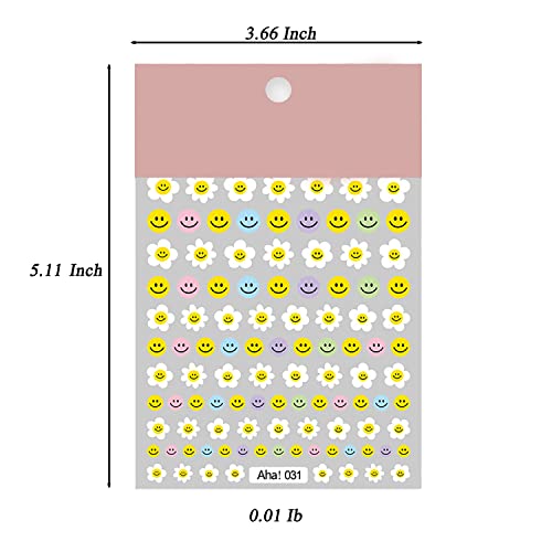 Publi Cute Smile Nail Art Sticker Flowers Face Nail Decal 3D Self Adhesive Fashion Trend Glamour Yellow Smile Face Nail Design Nail Diy Decor Ladies Girls Kids 1 Piece #TOP6