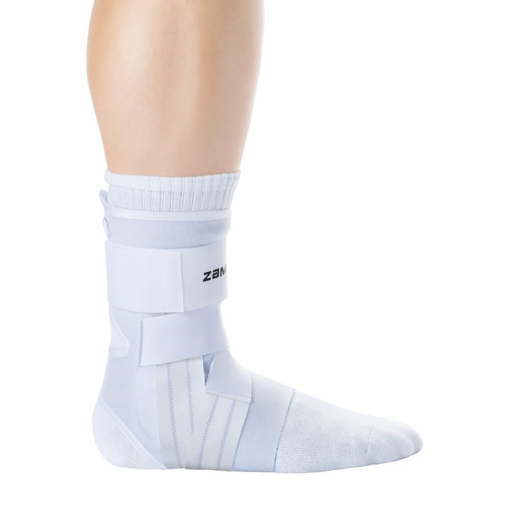 Zamst A1 White Ankle Brace for Sports - Breathable Sports Ankle Support for Men and Women with Adjustable Three Way Straps for Moderate Lateral Ankle Sprain - Left, Medium