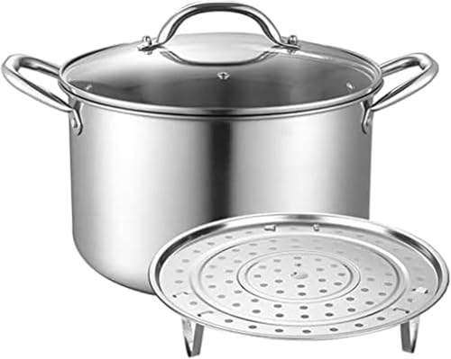 Zdaqian カレー鍋 両手鍋 ih 鍋 鍋セット 28cm 蒸し鍋 大きめ 寸胴鍋 ih対応 んどう鍋 ステンレス 鍋 キャンプ 鍋 アウトドア 鍋 大鍋 卓上鍋 深型 大きい鍋 調理器具 業務用鍋 オール熱源対応 ガラス鍋蓋付 フッ素加工 おでん カ