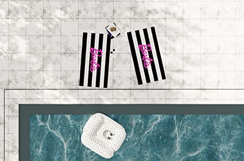 Franco 411709 Barbie Barbiecore Black & White Striped Soft Cotton Bath/Pool/Beach Towel thumb #6