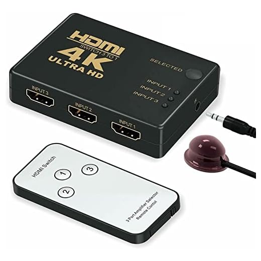 HDMI Switch 4K, GANA Intelligent 3-Port HDMI Switcher, Splitter, Supports 4K, Full HD1080p, 3D with IR Remote
