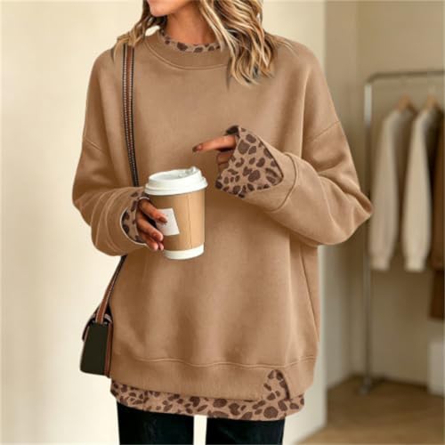 Crew Neck Sweatshirts for Women Oversized Polka Dot Sweatshirt Fall Blouses - image 3