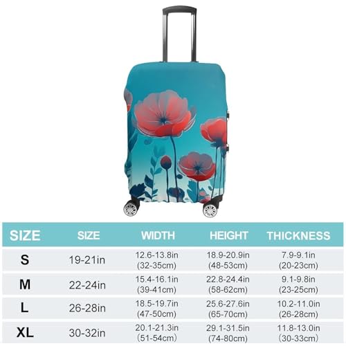 Travel Luggage Cover Protectors Elastic Anti-scratch Suitcase Cover Washable Luggage Sleeve Bright Red Flowers Suitcase Cover Protector Fit 18-32 Inch Suitcases Travel Accessories L2