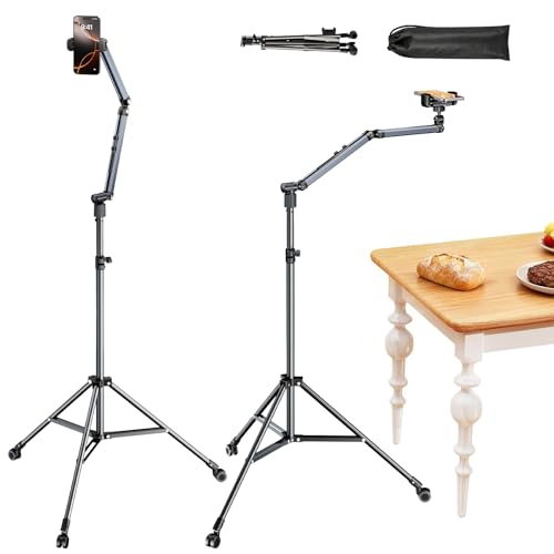 Support de sol avec long bras d'extension pour stabiliser vos vidéos sur smartphone