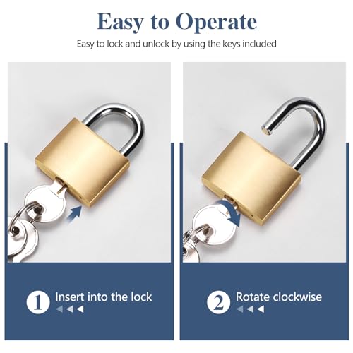 Image of BRAXE 4 Pcs Keyed Padlock with 6 Same Keys Waterproof Small Solid Brass Lock 1.18inch 30mm for Gym Locker Case Backpack Luggage Hasp Storage Sheds Fence Toolbox