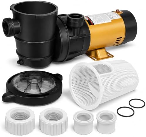 XtremepowerUS 1.5HP Variable 2-Speed Above Ground Swimming Pool Pump High Flow Swimming Pump Strainer with 1.5″ Inch Slip On Fitting Adapter For Aboveground Pool