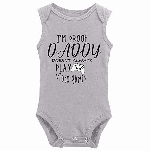 Image of Yeavomeny I'm Proof Daddy Doesnt Alwats Play Video Games Unisex Baby Long Sleeve Bodysuit Infant Cartoon Jumpsuit
