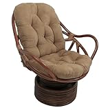 Blazing Needles Solid Microsuede Swivel Rocker Chair Cushion, 48' x 24', Java