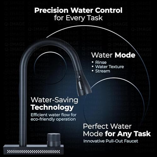Image of Kitchen sink 24 x 18 x 9 inches Waterfall Kitchen Sink with ANTI SCRATCH HONEYCOMB DESIGN Integrated Waterfall and Pull-down Faucet Set /304 Grade Stainless Steel Sink with Cup washer