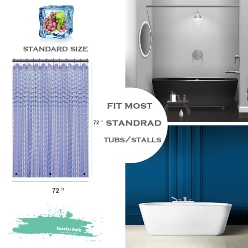 Eazzier Bath Navy Blue 3D Crystal Plastic Shower Curtain Liner, 72x72 Inch Thin Lightweight Plastic Bathroom Shower Showroom Inner Curtain with Rustproof Metal Grommet Holes and Weighted Magnets by Eazzier Bath - Used condition - Image 5